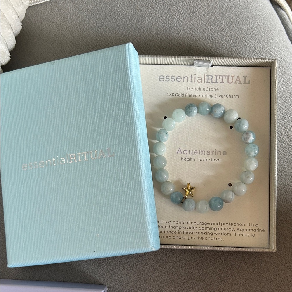 Essential Ritual Aquamarine & 18K Gold Plated Sterling Silver Charm Bracelet